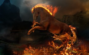 3D burning horse wallpaper