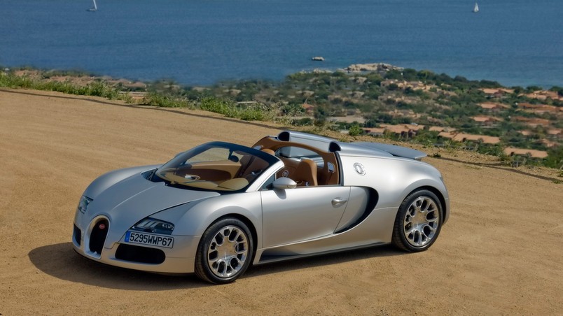 Bugatti Veyron 16.4 Grand Sport 2010 in Sardinia - Front And Side Panorama wallpaper