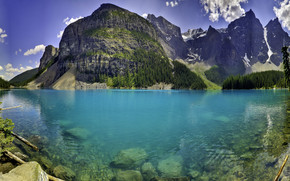 Moraine lake panorama wallpaper