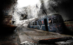 Abandoned underground railway wallpaper