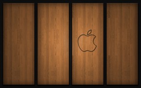 Apple logo on wood
