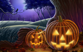 Illuminated Pumpkins for Halloween wallpaper