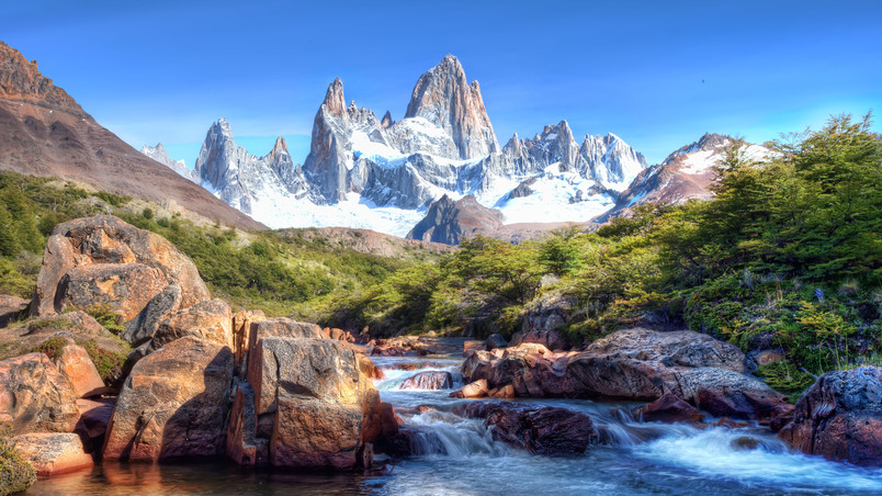 Mountains and River HDR wallpaper