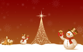 Snowman Close to Christmas Tree wallpaper