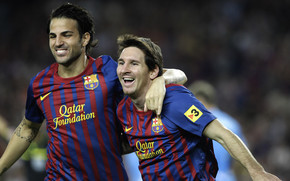 Cesc Fabregas and Lionel Messi wallpaper