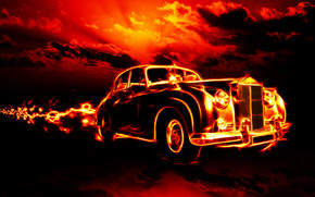 Vintage Car in Fire
