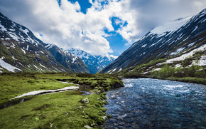 River and Mountains Landscape wallpaper