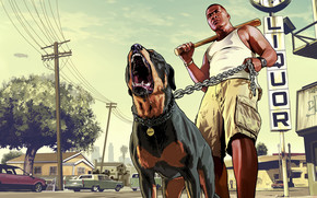 Franklin with his Dog GTA 5 wallpaper