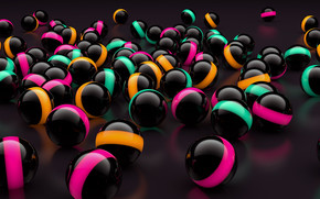 3D Black Balls Lights wallpaper
