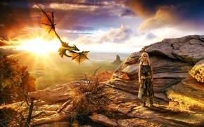 Daenerys Targaryen with Dragon wallpaper