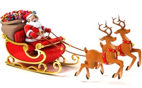 Happy Santa and Reindeer wallpaper