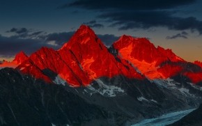 Red Sunset Over Mountains