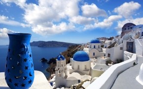 Blue Santorini Greece wallpaper