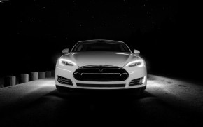 White Tesla Front  wallpaper