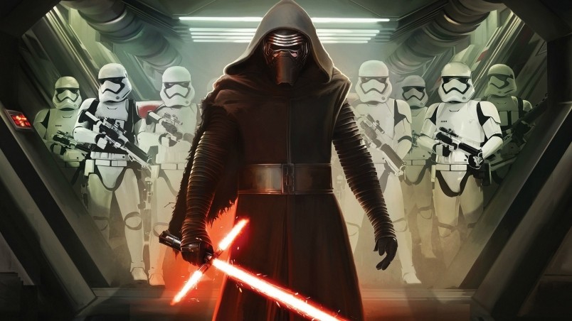 Star Wars VII Darth Vader and Storm Troopers wallpaper