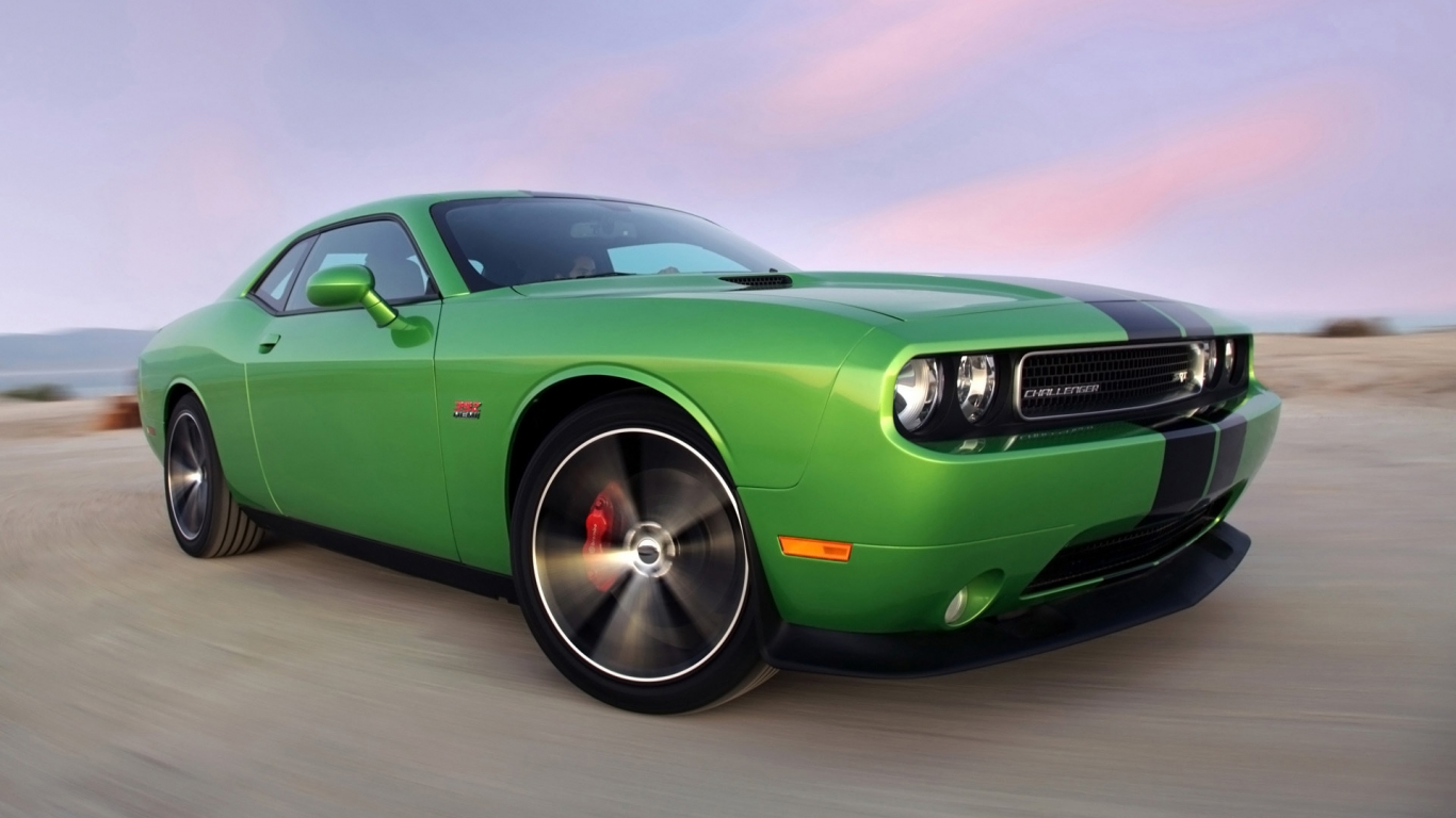 2011 Dodge Challenger Green for 1366 x 768 HDTV resolution