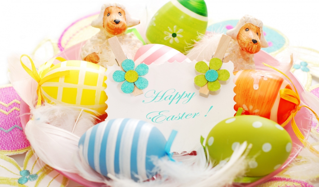 2014 Happy Easter Decorations for 1024 x 600 widescreen resolution