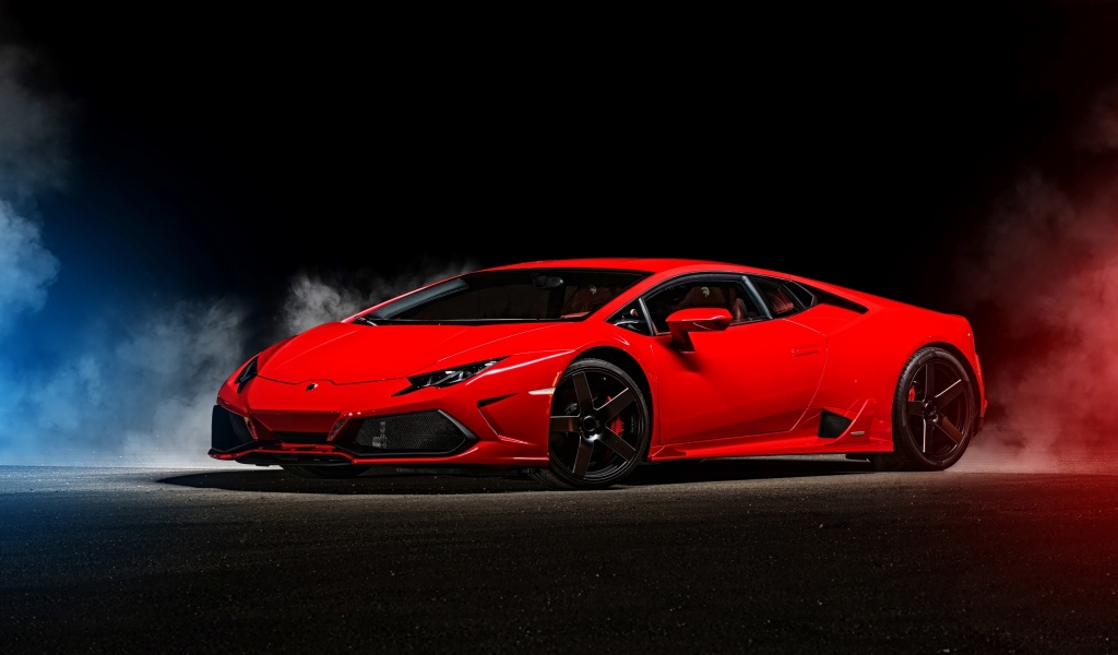2015 Red Lamborghini Huracan for 1024 x 600 widescreen resolution