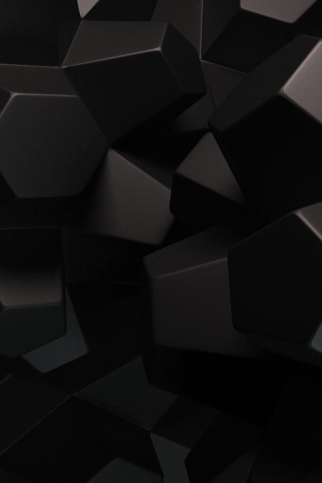 3D Black Polygons for 640 x 960 iPhone 4 resolution
