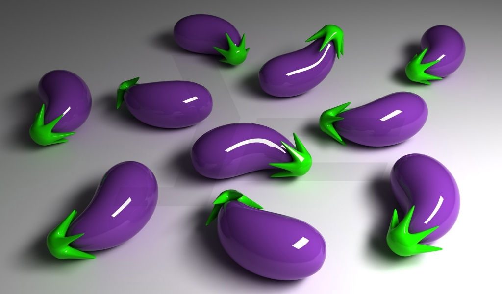 3D Eggplant for 1024 x 600 widescreen resolution