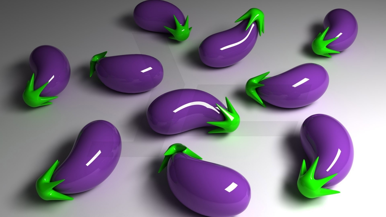 3D Eggplant for 1280 x 720 HDTV 720p resolution