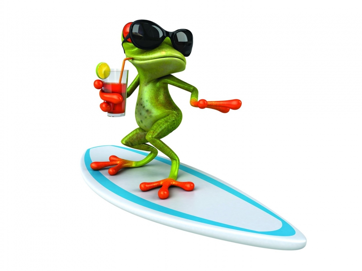 3D Frog Surfing  for 1152 x 864 resolution