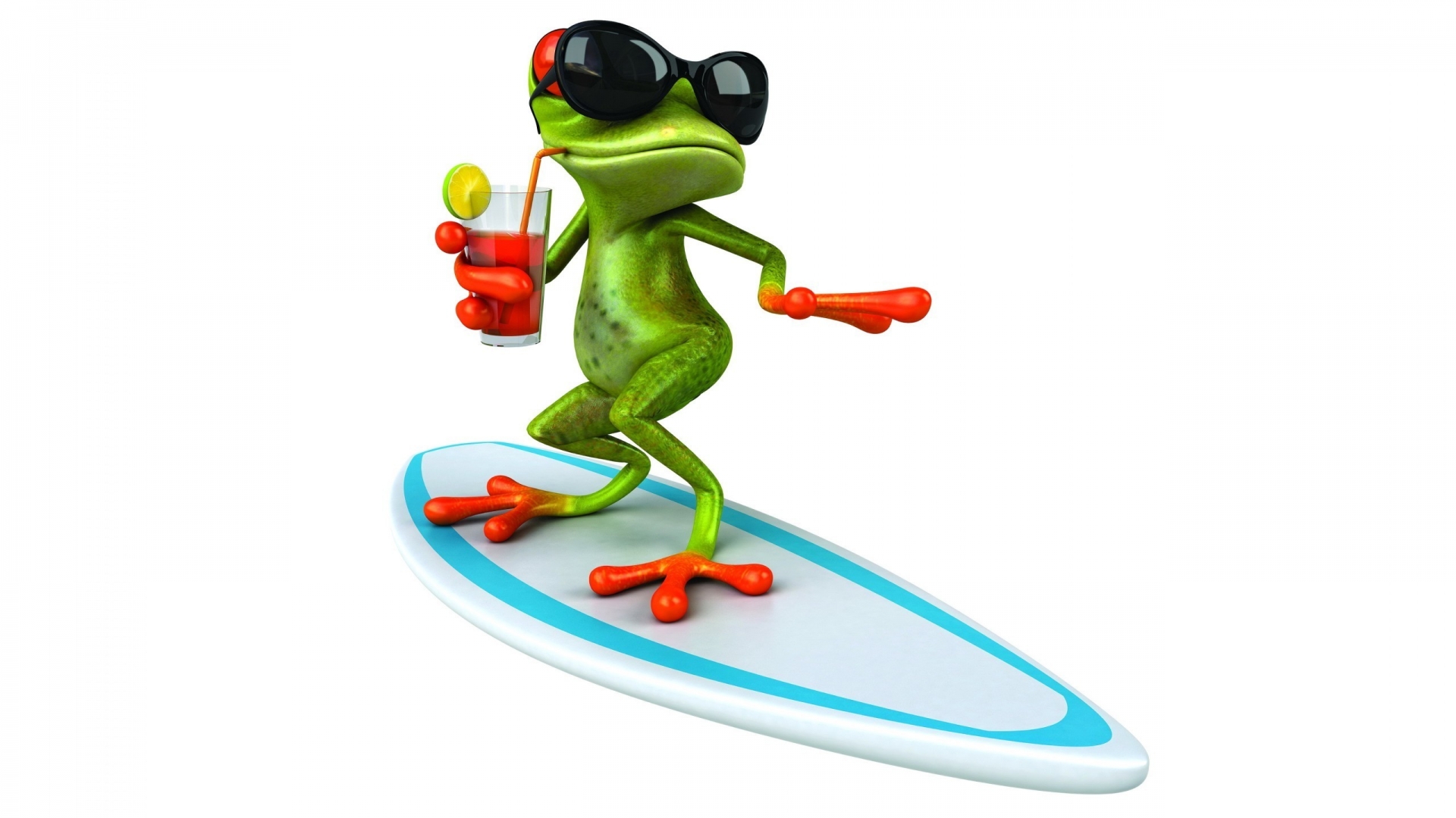 3D Frog Surfing  for 1920 x 1080 HDTV 1080p resolution