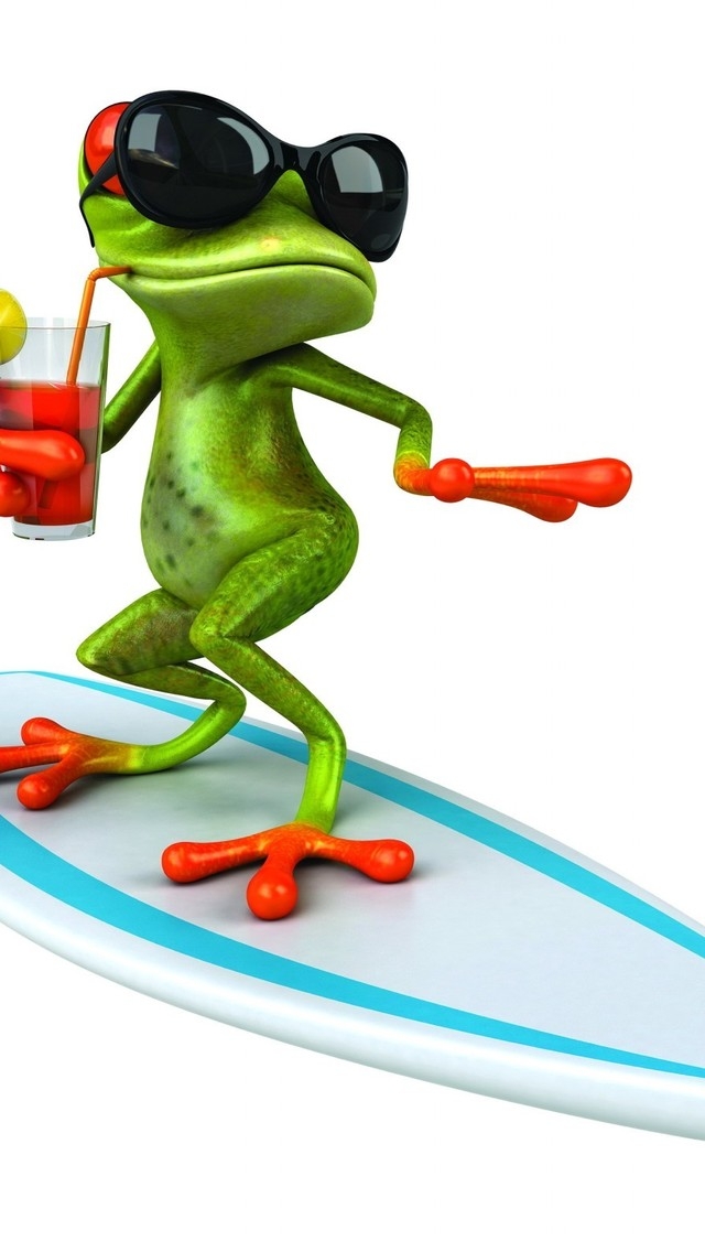 3D Frog Surfing  for 640 x 1136 iPhone 5 resolution