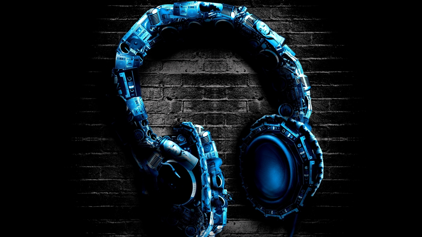 Abstract Headphones for 1366 x 768 HDTV resolution