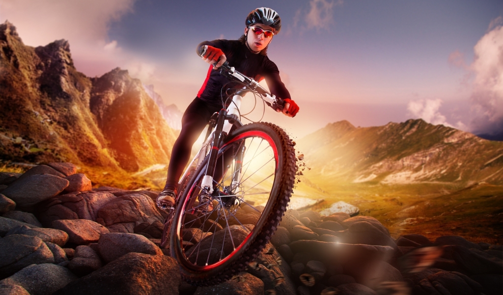 Abstract Mountain Biker for 1024 x 600 widescreen resolution