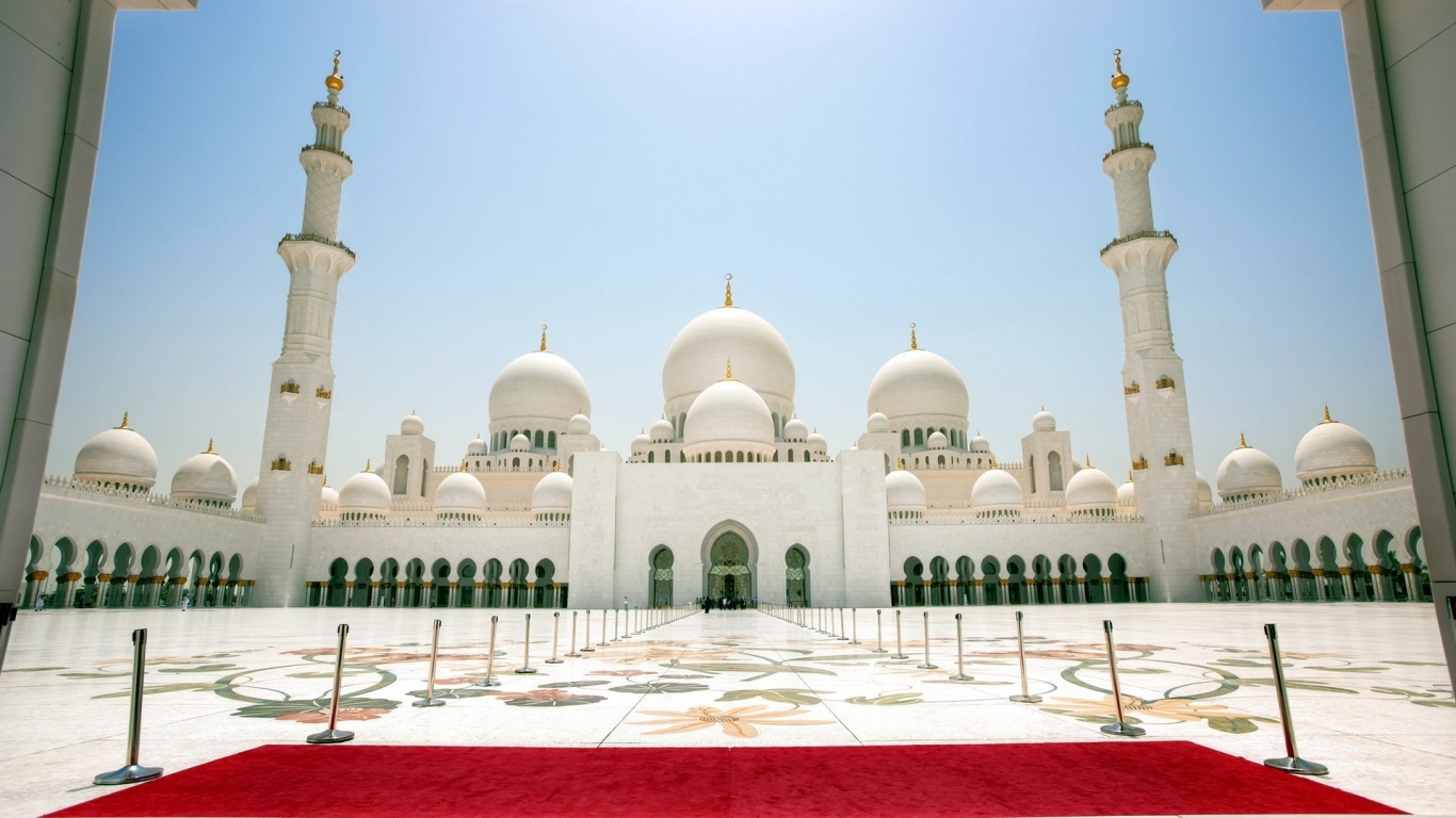 Abu Dhabi Sheikh Zayed Mosque for 1366 x 768 HDTV resolution