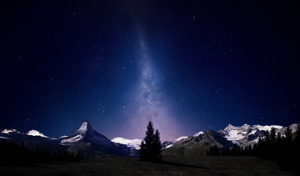 Alpine Night Sky for 1024 x 600 widescreen resolution
