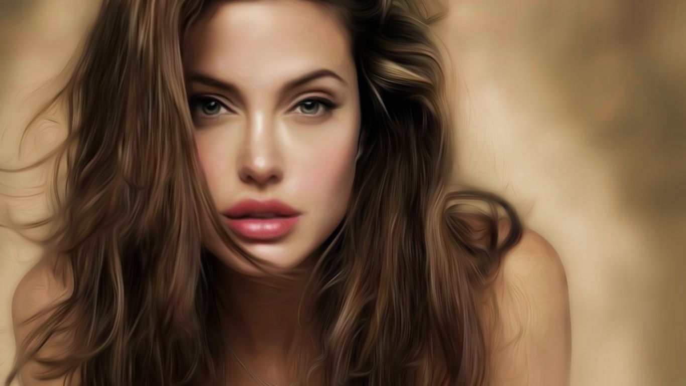 Angelina Jolie Look Art for 1366 x 768 HDTV resolution