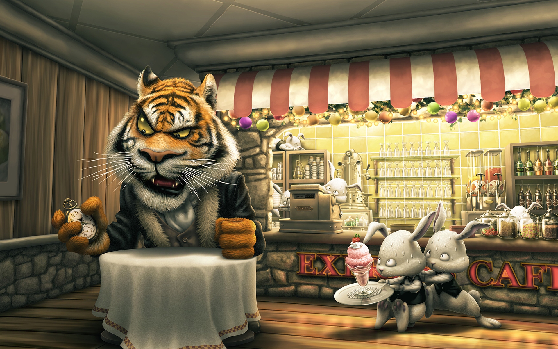 Angry Tiger Cartoon for 1920 x 1200 widescreen resolution