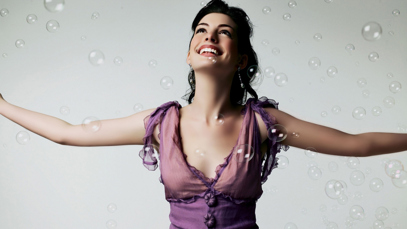 Anne Hathaway Bubbles for 1366 x 768 HDTV resolution