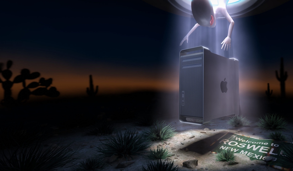 Apple Alien Welcome for 1024 x 600 widescreen resolution