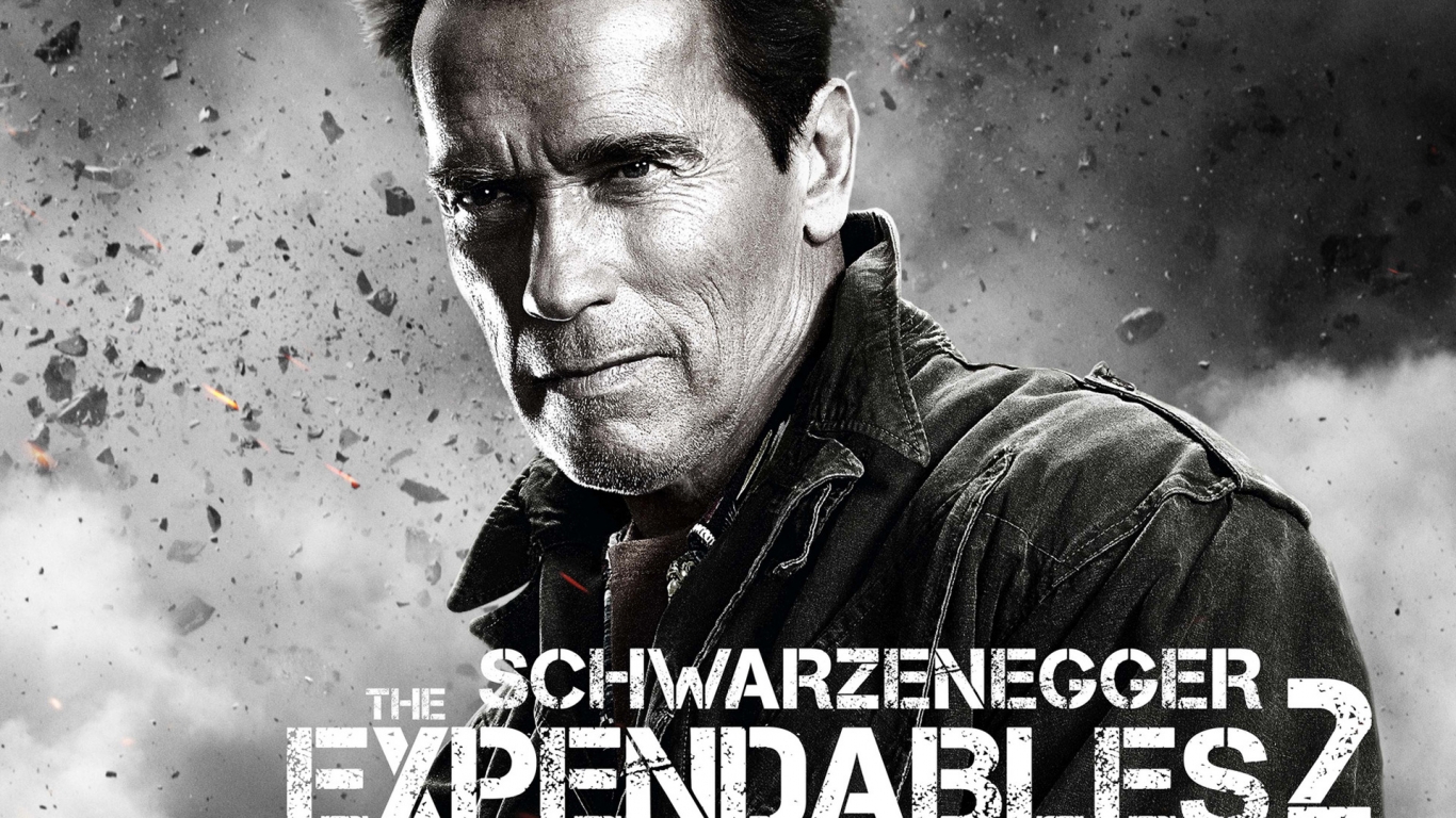Arnold Schwarzenegger Expendables 2 for 1366 x 768 HDTV resolution