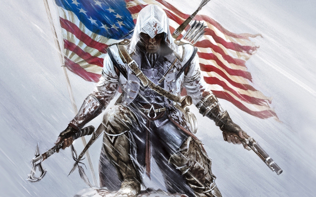 Assassins Creed American Flag for 1280 x 800 widescreen resolution