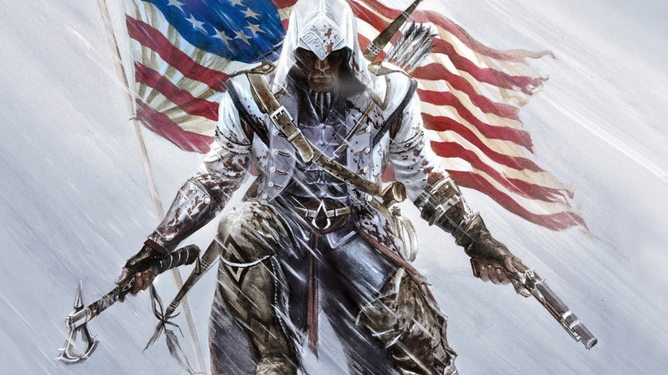 Assassins Creed American Flag for 1366 x 768 HDTV resolution