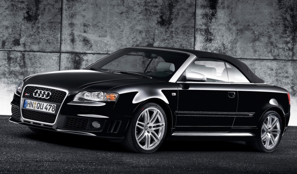 Audi RS 4 Cabriolet Black Front And Side 2008 for 1024 x 600 widescreen resolution