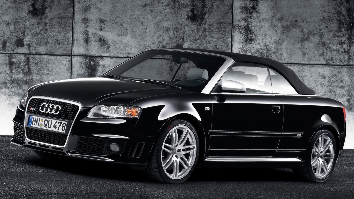 Audi RS 4 Cabriolet Black Front And Side 2008 for 1366 x 768 HDTV resolution