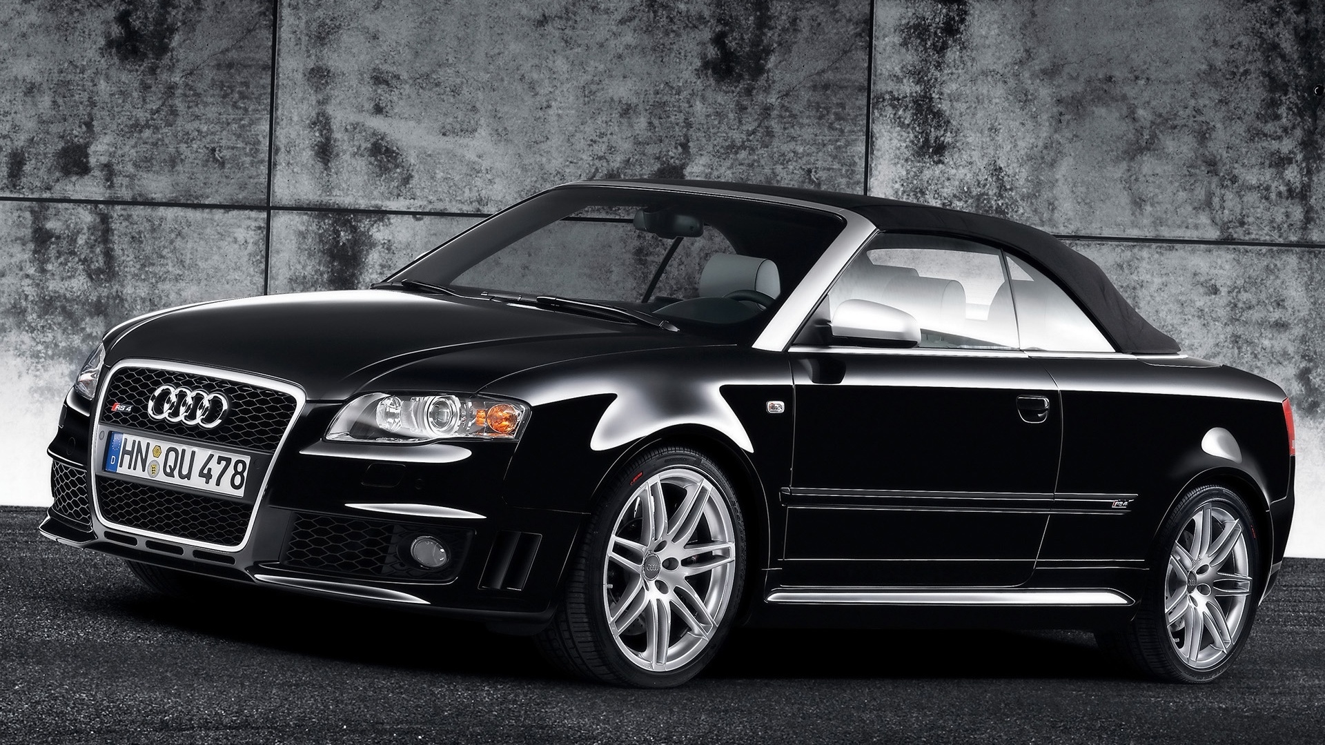Audi RS 4 Cabriolet Black Front And Side 2008 for 1920 x 1080 HDTV 1080p resolution