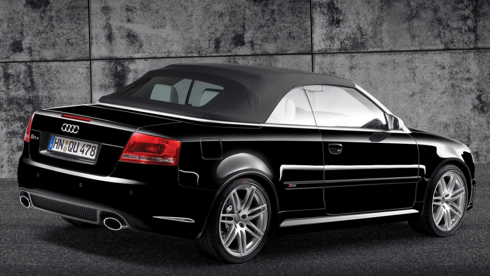 Audi RS 4 Cabriolet Black Rear And Side 2008 for 1600 x 900 HDTV resolution