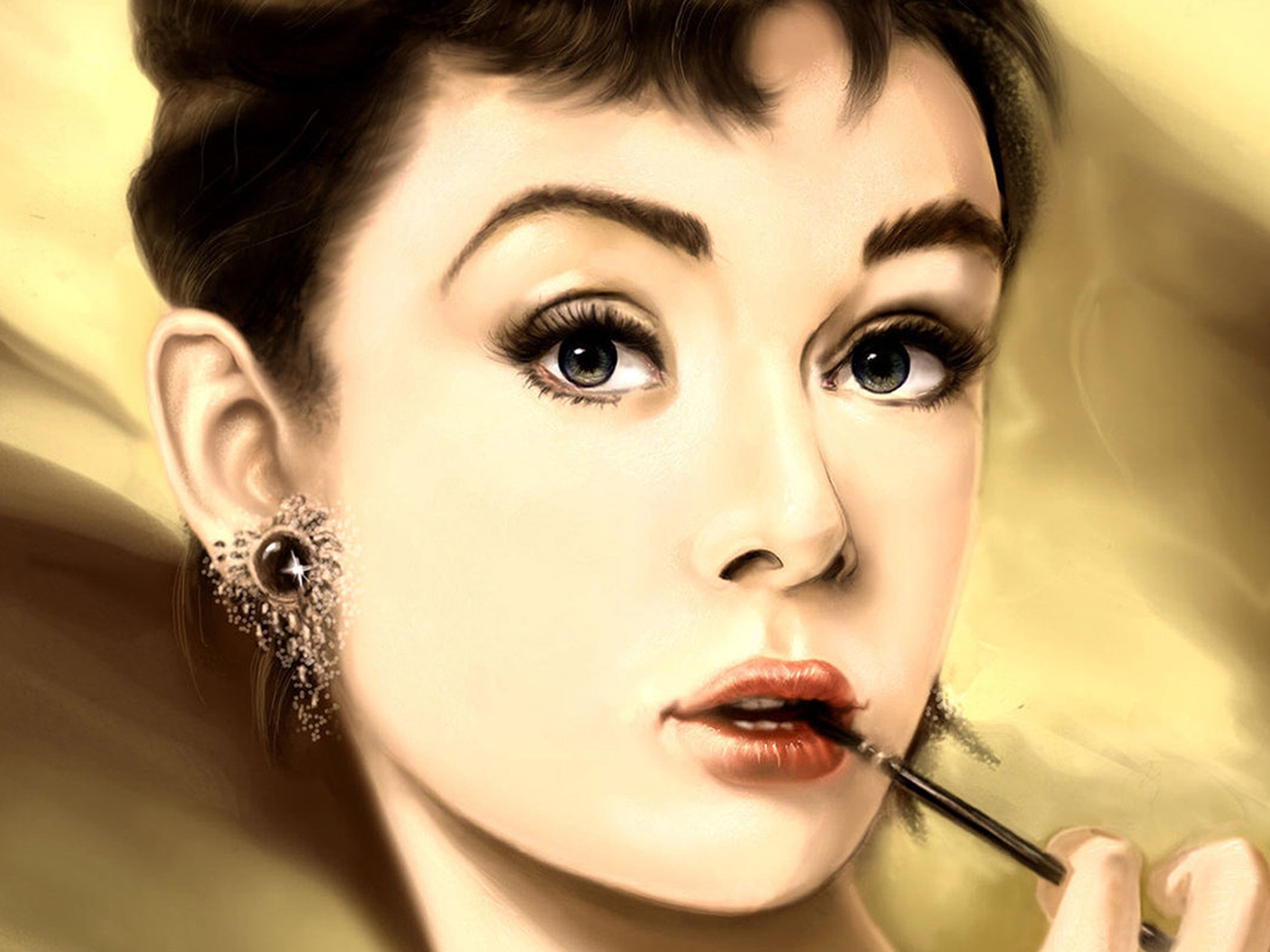 Audrey Hepburn Portrait Painting for 1600 x 1200 resolution