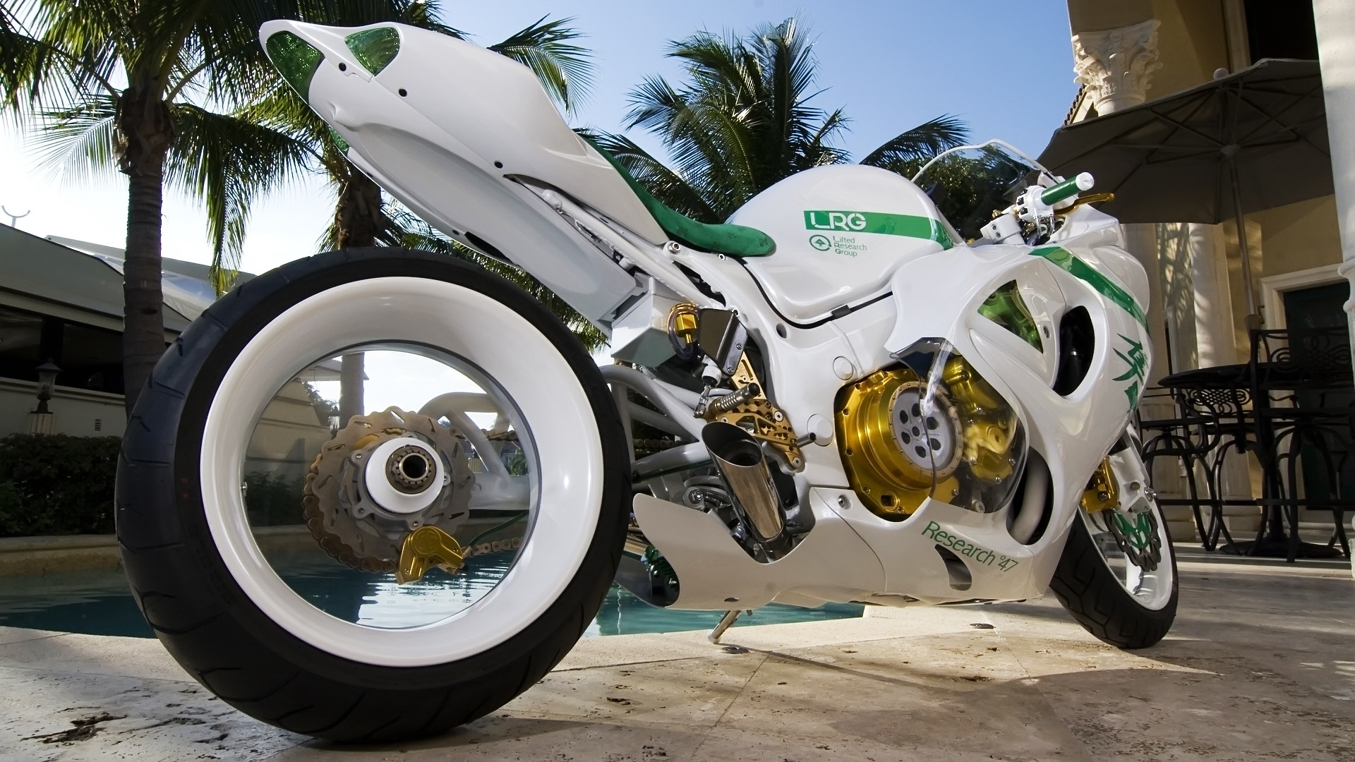 Awesome White Mototcycle for 1920 x 1080 HDTV 1080p resolution