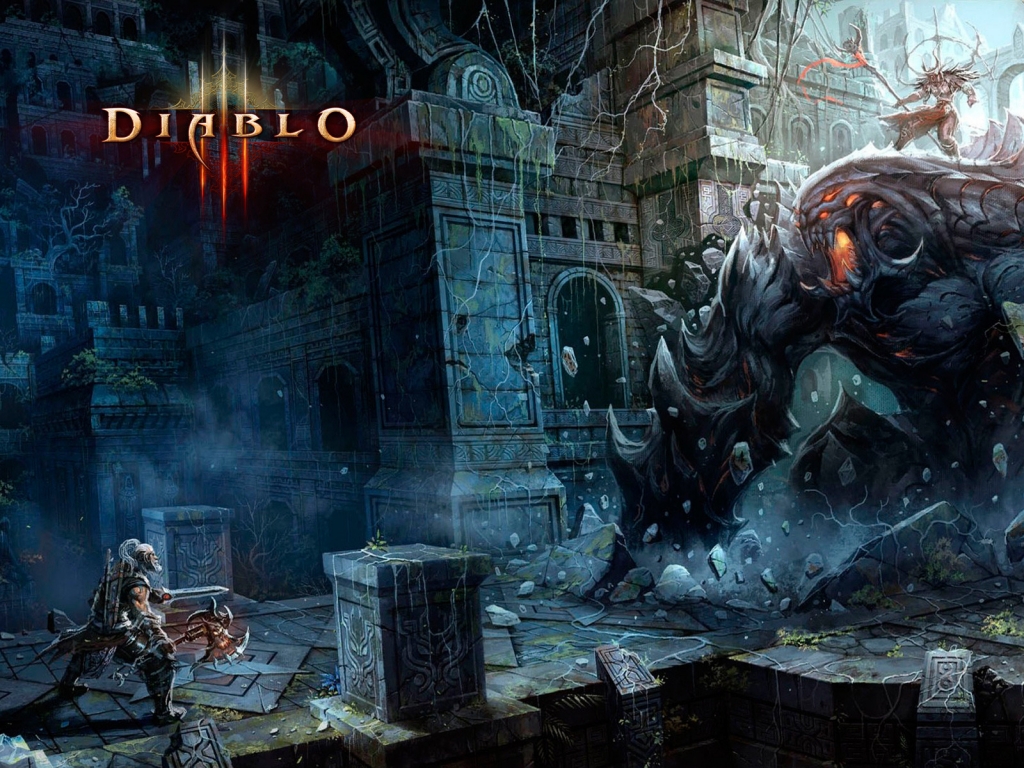 Barbarian Fight Diablo 3 for 1024 x 768 resolution