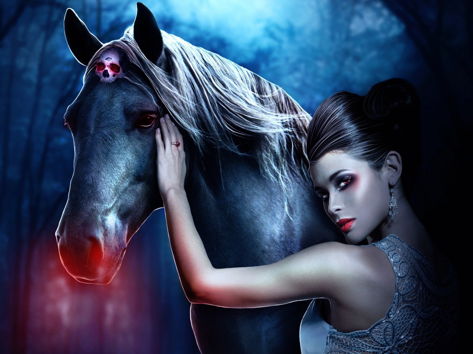 Beautiful Woman and Horse for 1600 x 1200 resolution