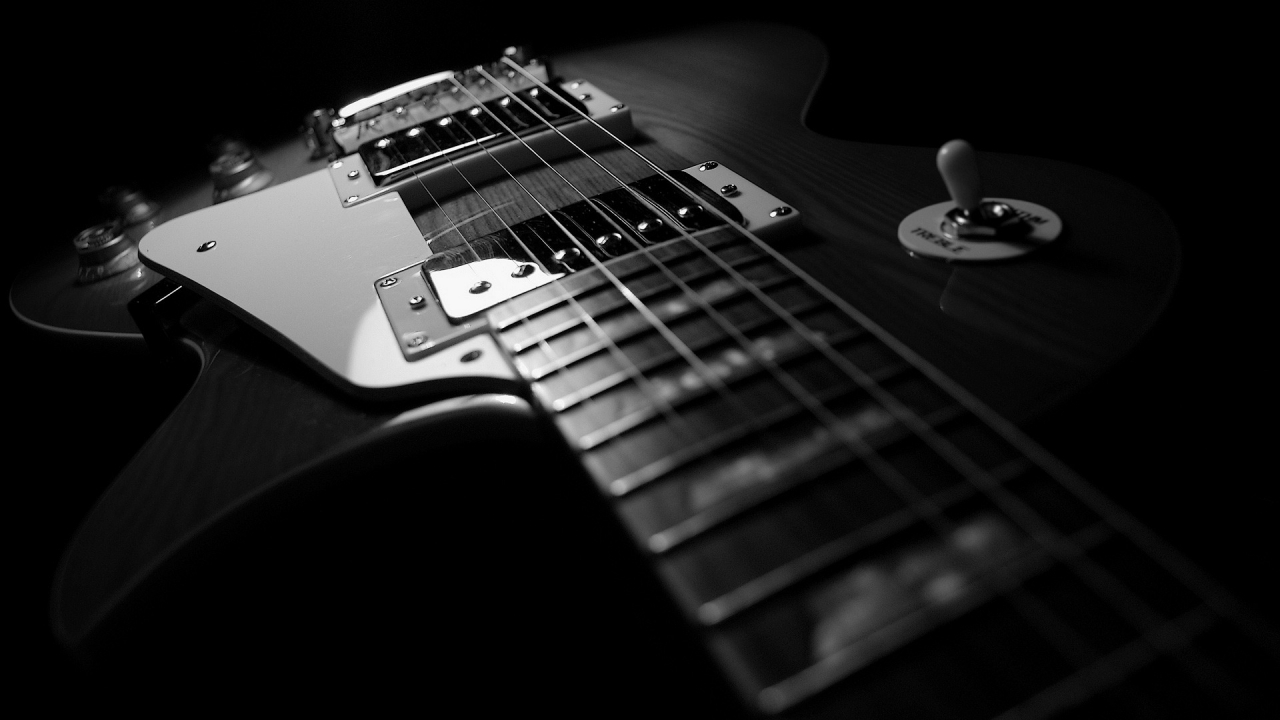 Black and White Guitar for 1280 x 720 HDTV 720p resolution
