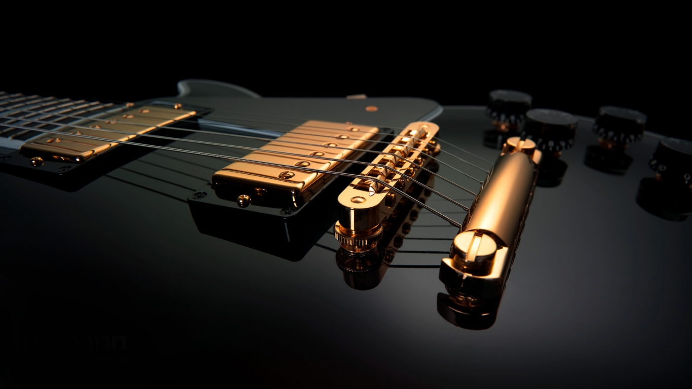 Black Gold Guitar for 1366 x 768 HDTV resolution
