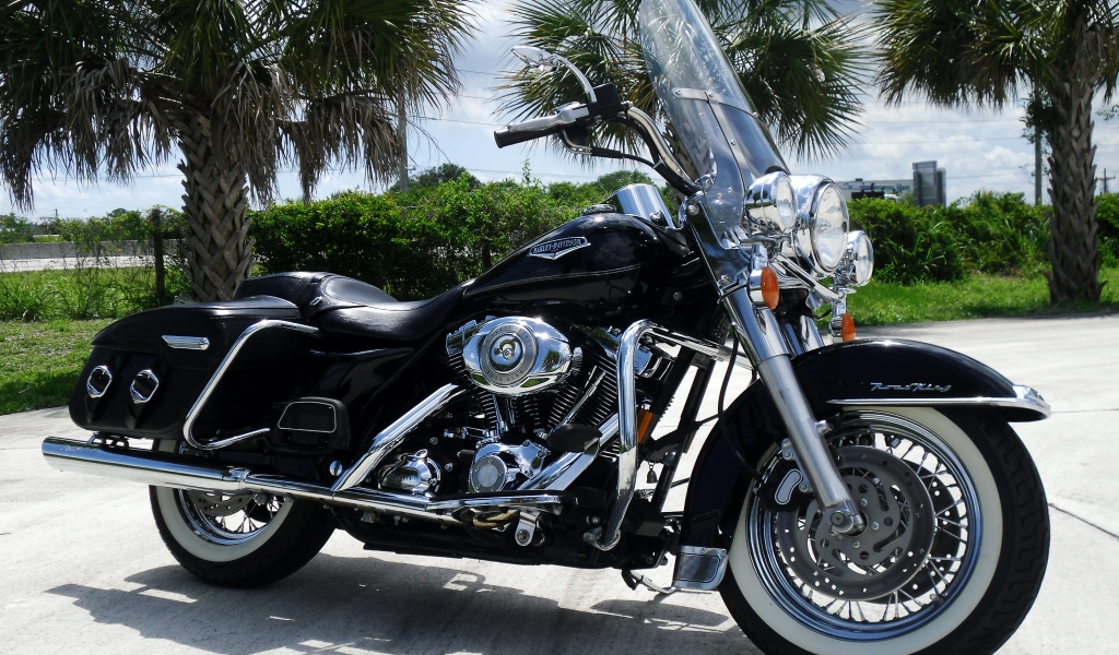 Black Harley Davidson Road King for 1024 x 600 widescreen resolution